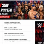 WWE 2K26 roster featuring over 400 superstars including CM Punk, Roman Reigns, Rhea Ripley, and Stone Cold Steve Austin on the cover